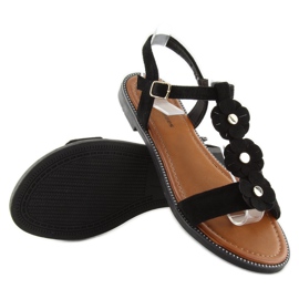 Sandales en daim noir pour femmes WL-001 le noir 5