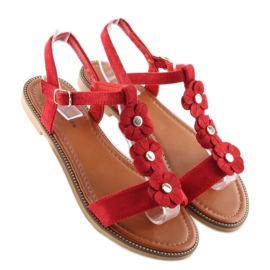 Sandales en daim rouge pour femmes WL-001 4
