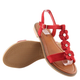 Sandales en daim rouge pour femmes WL-001 5