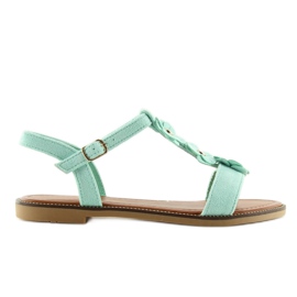 Sandales en daim à la menthe pour femmes WL-001 vert 2