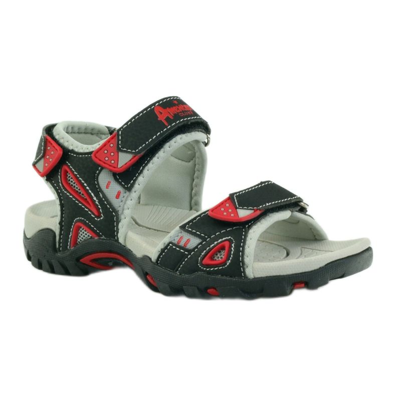 American Club sandales noires pour enfants 1713 rouge gris 1