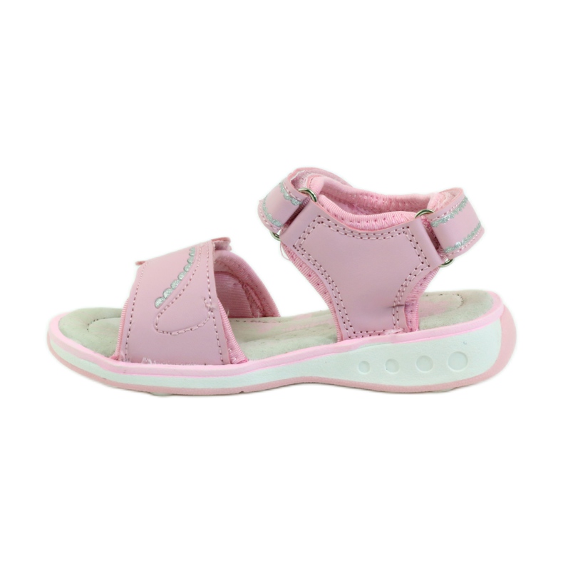 American Club Chaussures enfant sandales cuir semelle incandescente américain rose gris 2