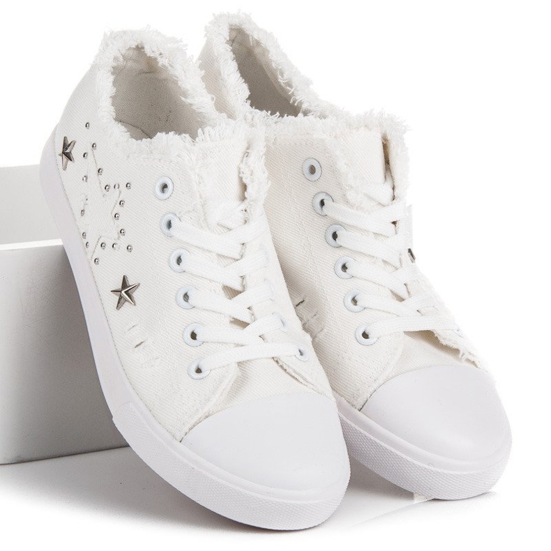 Baskets en tissu blanc blanche 2