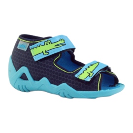 Befado chaussures enfants pantoufles sandales 250p068 bleu marin bleu vert 1