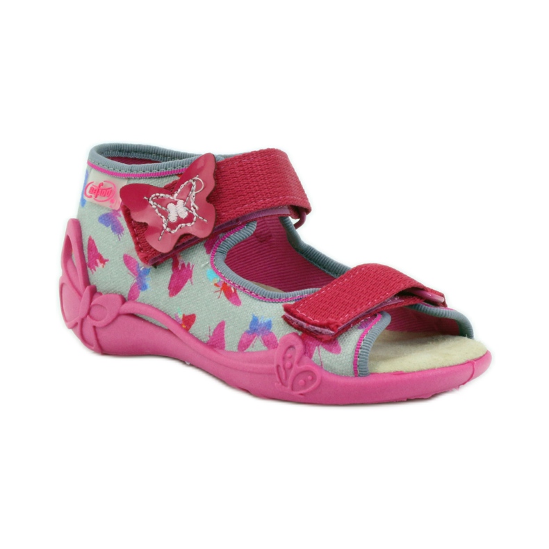 Sandales Befado 242p077 avec empiècement en cuir rose gris 1