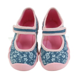 Chaussons ballerines à fleurs Befado 109p160 rose gris bleu 4
