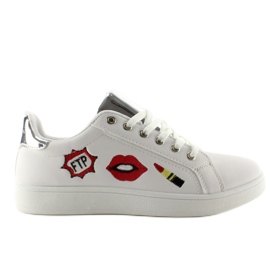 Baskets Sweet Lips FB-15 BLANC / ARGENT avec patchs blanche 1