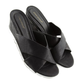Chaussons noirs sur semelle compensée noire Y-8219 le noir 2
