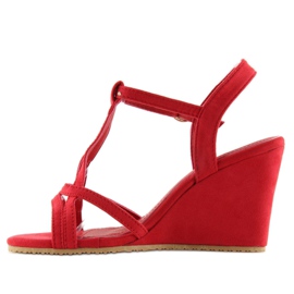 Sandales compensées rouges 266-7 rouge 2