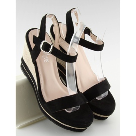 Sandales noires à talon compensé 1505-2 noir le noir 5