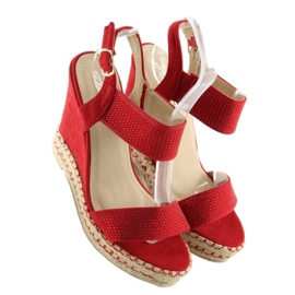 Sandales compensées rouges 3811-7 Rouge 4