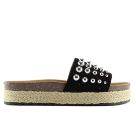 Chaussons espadrilles noirs à clous S03 le noir 2