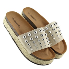Chaussons espadrilles à clous Beige S03 5