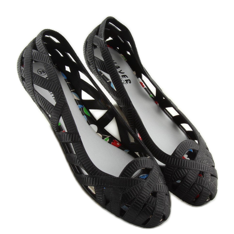 Ballerines meliski noires ajourées KM127 noir le noir 1