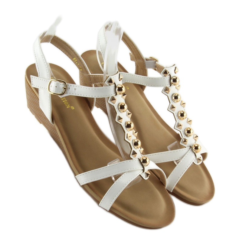 Sandales à petit talon compensé blanc HX-1 blanc 1