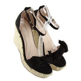 Sandales noires espadrilles à semelles compensées L2668 le noir 5