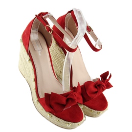 Sandales rouges, espadrilles à semelles compensées 5