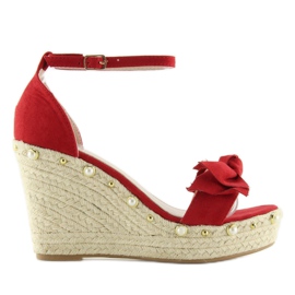 Sandales rouges, espadrilles à semelles compensées 6
