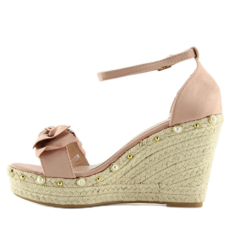 Sandales, espadrilles à semelles compensées roses L2668 2