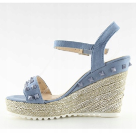 Espadrilles bleues à semelles compensées, bleu TS-16 Bleu 5