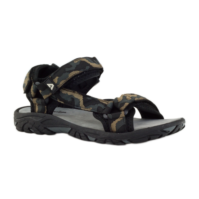 American Club Sandales avec empiècement en cuir américain 1728 noir brun 1
