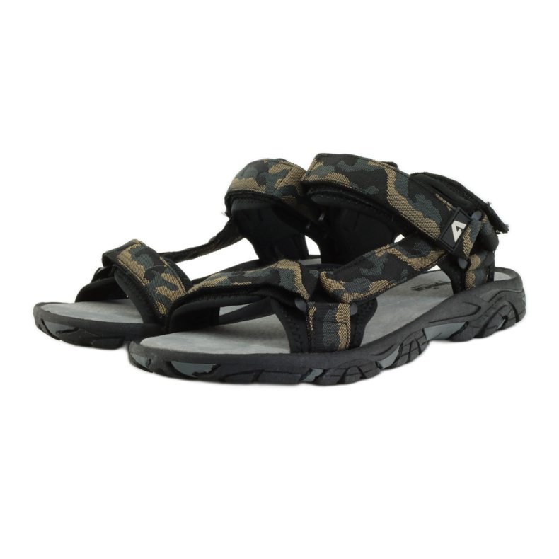 American Club Sandales en cuir American 1728 camo gris brun noir 3