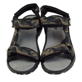 American Club Sandales en cuir American 1728 camo gris brun noir 4
