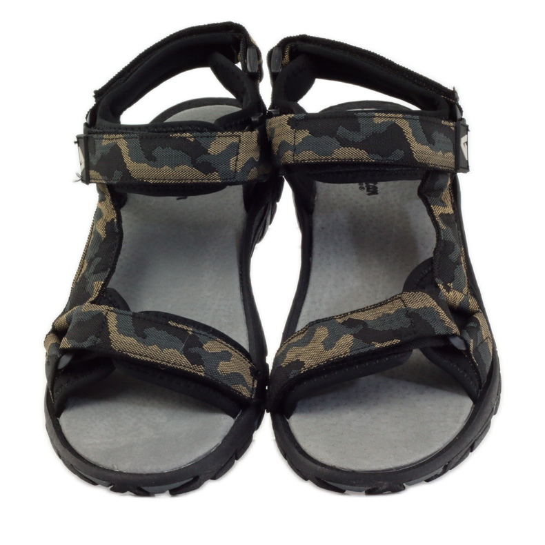 American Club Sandales en cuir American 1728 camo gris brun noir 4