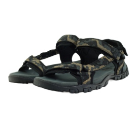American Club Sandales empiècement cuir American 1729 camo noir brun gris 3