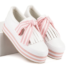 Baskets VICES à la mode blanche rose 6