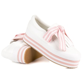 Baskets VICES à la mode blanche rose 4