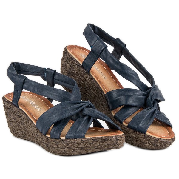 Sandales compensées à enfiler bleu 1