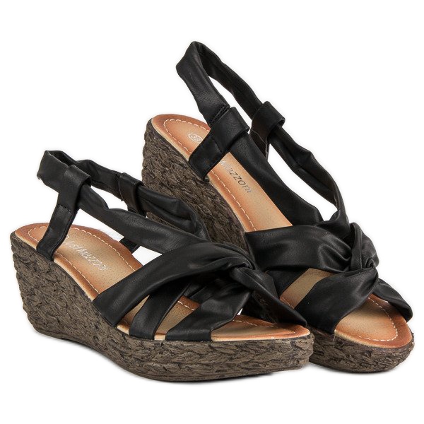 Sandales compensées à enfiler le noir 1