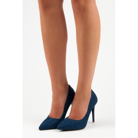 Escarpins en daim bleu 4