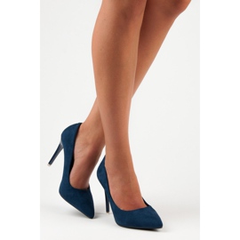 Escarpins en daim bleu 1