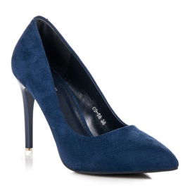 Escarpins en daim bleu 2