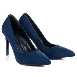 Escarpins en daim bleu 3