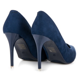 Escarpins en daim bleu 6
