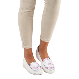Tullo Mocassins Blancs à Fleurs 1