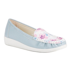 Tullo Mocassins bleus à fleurs 1