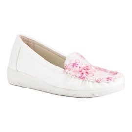 Tullo Mocassins Blancs à Fleurs 2