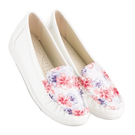 Tullo Mocassins Blancs à Fleurs 1