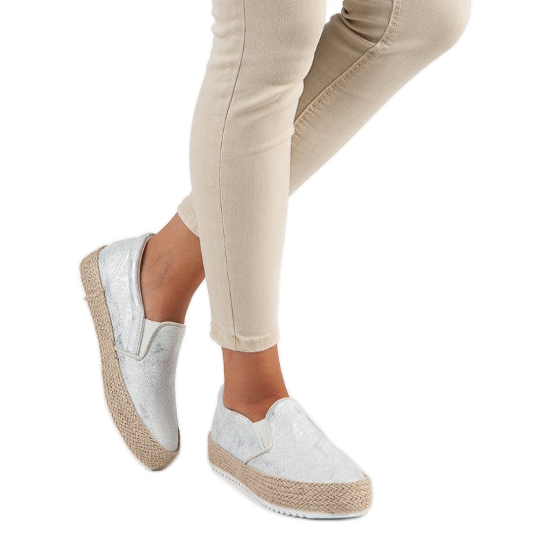 Betler Espadrilles argentées sur la plate-forme gris 2