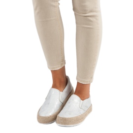 Betler Espadrilles argentées sur la plate-forme gris 1