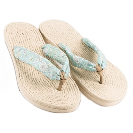 Ax Boxing Espadrilles tongs blanche vert 1