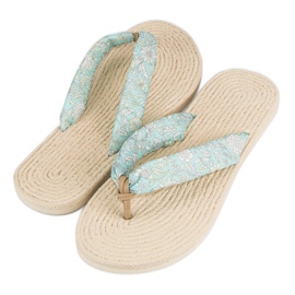 Ax Boxing Espadrilles tongs blanche vert 2