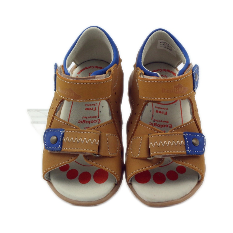 Sandales velcro Ren But 1471 miel multicolore bleu 4