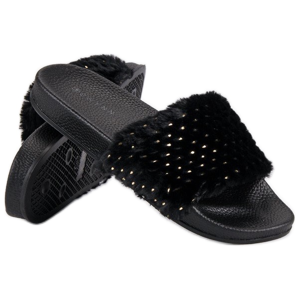 Erynn Chaussons noirs avec fourrure le noir 1