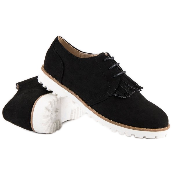 Chaussures bohèmes en daim nouées le noir 2