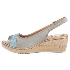 Sandales compensées confortables gris 2